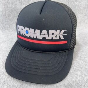 Promark Logo Mens Black ProMark Trucker Hat Vintage Snapback Mesh Cap OSFM